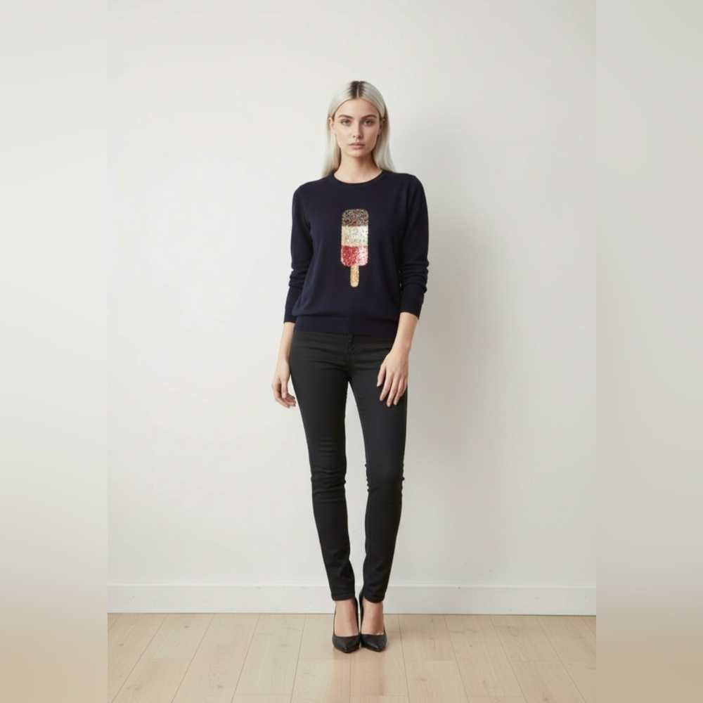 Markus Lupfer Navy Sequin Ice Cream Sweater